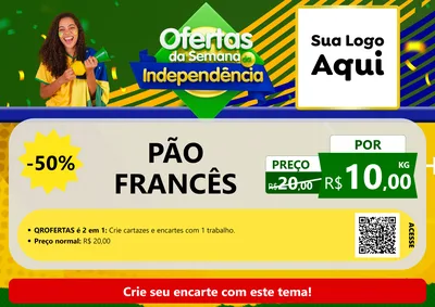 Modelo de Cartaz para Cartaz A4 Horizontal com o tema Ofertas da Semana da Independência para Padaria