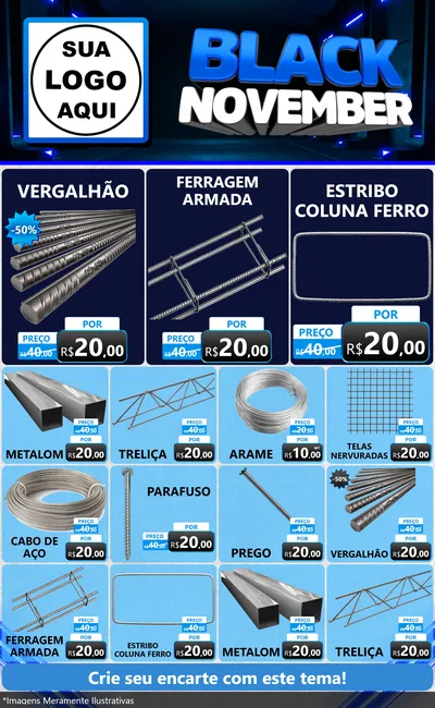 Modelo de Encarte para Encarte Grande com o tema Black November para Ferragens