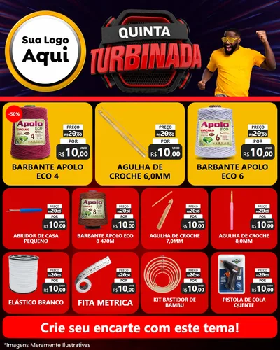 Modelo de Rede Social para Feed Instagram com o tema Quinta Turbinada para Armarinho e Aviamentos