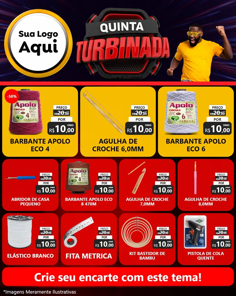 Modelo de Rede Social para Feed Instagram com o tema Quinta Turbinada para Armarinho e Aviamentos