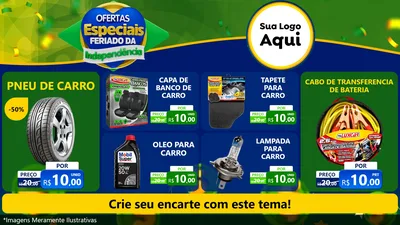 Modelo de TV para TV Horizontal com o tema Ofertas Especiais Feriado da Independência para Auto peças