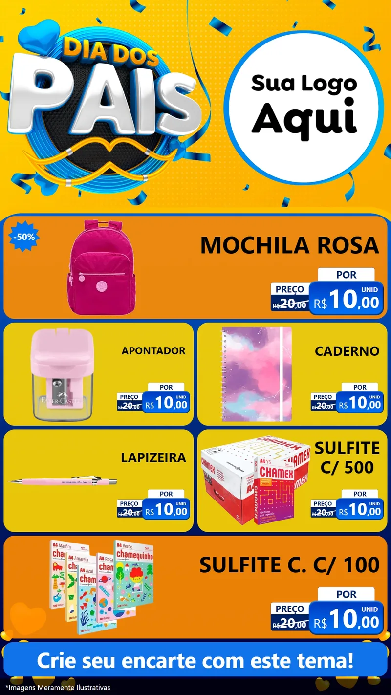 Modelo de TV para TV Vertical com o tema Dia dos Pais para Papelaria