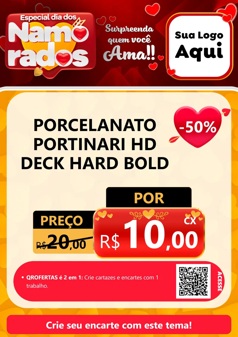 Modelo de Cartaz para Cartaz A4 Vertical com o tema Especial Dia dos Namorados para Pisos e revestimentos
