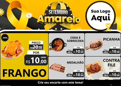 Modelo de Encarte para Encarte A4 Horizontal com o tema Setembro Amarelo para Assados