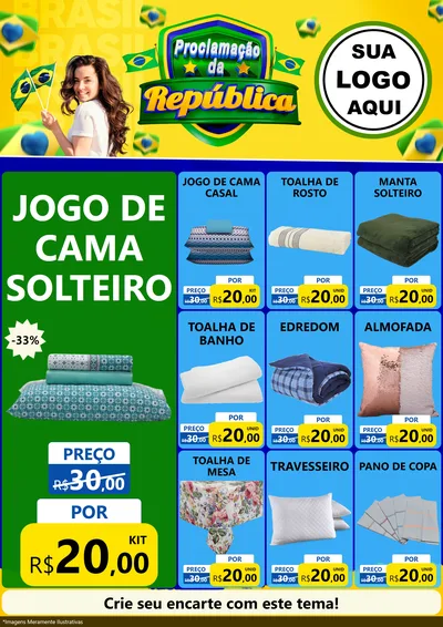 Modelo de Encarte para Encarte A4 Vertical com o tema Proclamação da República para Cama, Mesa e Banho