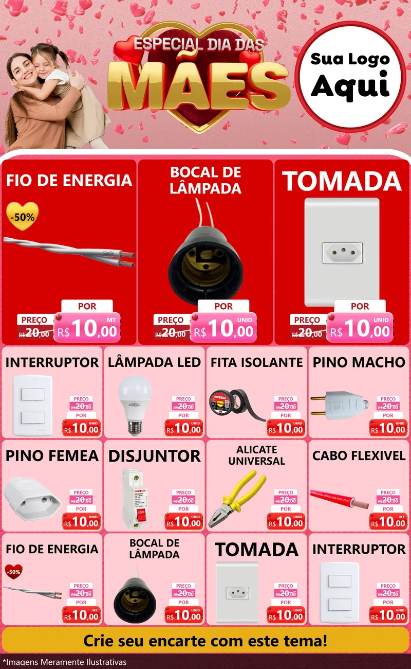 Modelo de Encarte para Encarte Grande com o tema Especial Dia Das Mães para Materiais Elétricos