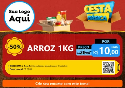 Modelo de Cartaz para Cartaz A4 Horizontal com o tema Cesta Básica para Supermercado
