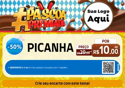 Modelo de Cartaz para Cartaz A4 Horizontal com o tema Páscoa Premiada para Açougue