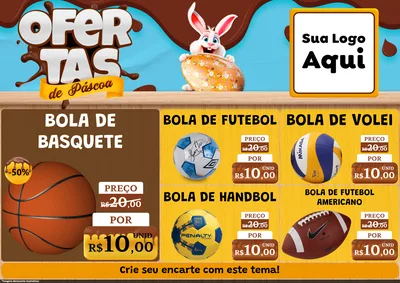 Modelo de Encarte para Encarte A4 Horizontal com o tema Ofertas de Páscoa para Artigos Esportivos