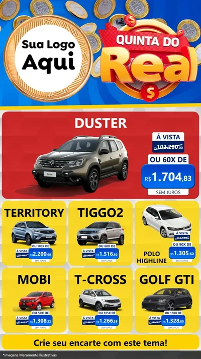Modelo de Rede Social para Stories com o tema Quinta do Real para Concessionaria de Carros