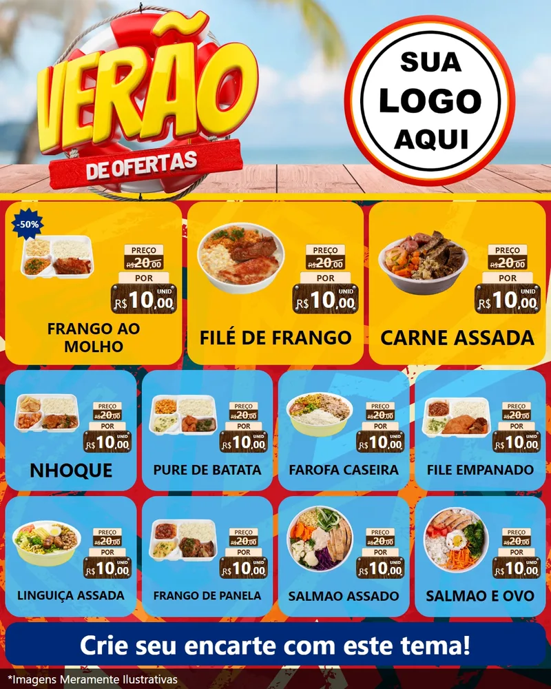 Modelo de Rede Social para Feed Instagram com o tema Verão de Ofertas para Restaurante