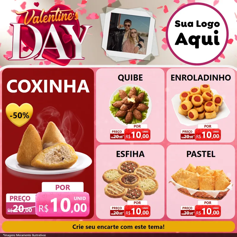 Modelo de Rede Social para Feed Facebook com o tema Valentine's Day para Salgadaria