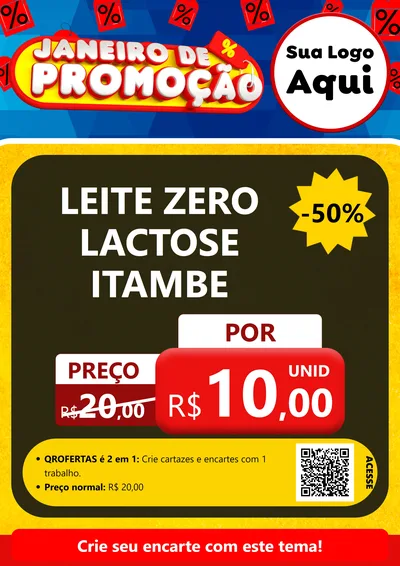 Modelo de Cartaz para Cartaz A4 Vertical com o tema Janeiro de Promoção para Frios e Laticínios