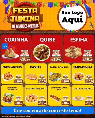 Modelo de Rede Social para Feed Instagram com o tema Festa Junina de Grandes Ofertas para Salgadaria