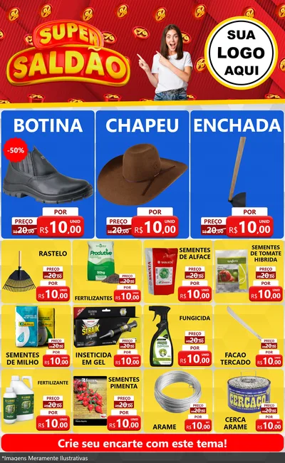 Modelo de Encarte para Encarte Grande com o tema Super Saldão para Agropecuária