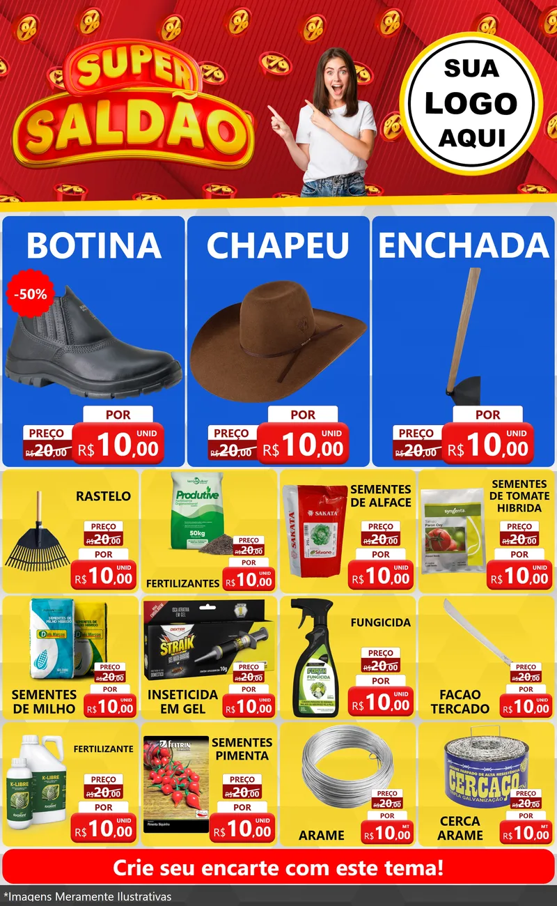 Modelo de Encarte para Encarte Grande com o tema Super Saldão para Agropecuária