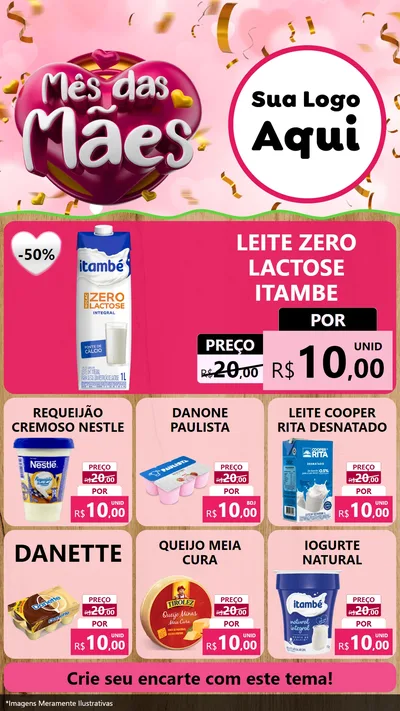 Modelo de Rede Social para Stories com o tema Mês das Mães para Frios e Laticínios