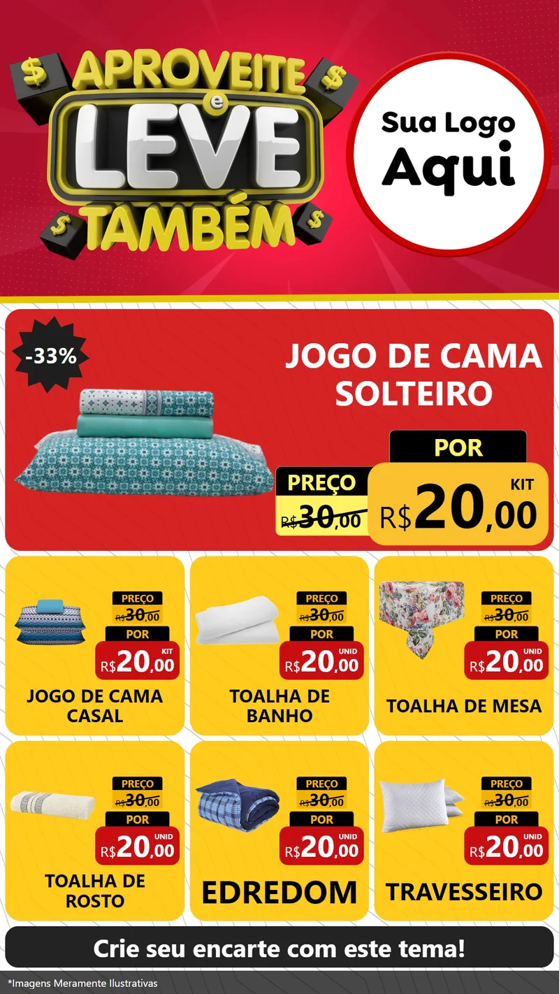Modelo de Rede Social para Stories com o tema Aproveite e Leve Também para Cama, Mesa e Banho