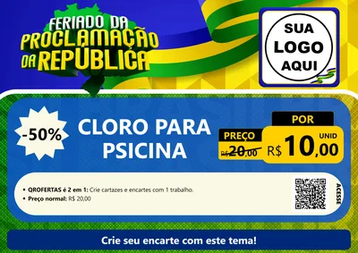 Modelo de Cartaz para Cartaz A4 Horizontal com o tema Feriado da Proclamação da República para Produtos para Piscina