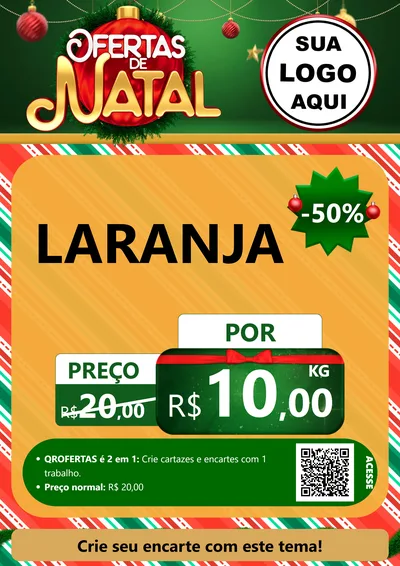 Modelo de Cartaz para Cartaz A4 Vertical com o tema Ofertas de Natal para Hortifrúti