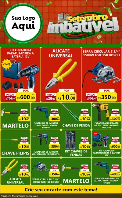 Modelo de Encarte para Encarte Grande com o tema Setembro Imbatível para Maquinas e Ferramentas