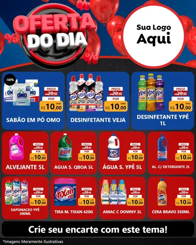 Modelo de Rede Social para Feed Instagram com o tema Oferta do Dia para Produtos de Limpeza