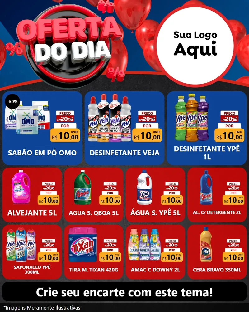 Modelo de Rede Social para Feed Instagram com o tema Oferta do Dia para Produtos de Limpeza