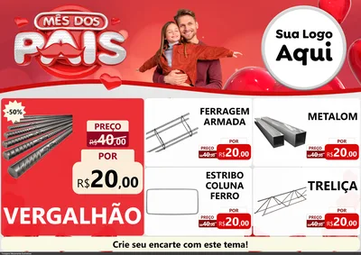 Modelo de Encarte para Encarte A4 Horizontal com o tema Mês dos Pais para Ferragens