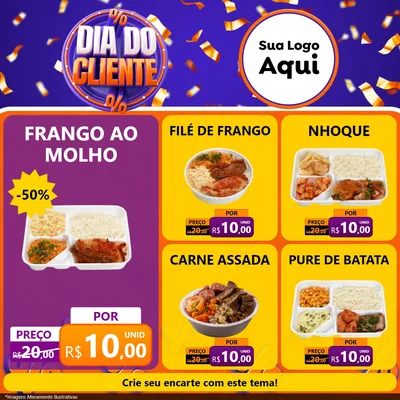 Modelo de Rede Social para Feed Facebook com o tema Dia do Cliente para Restaurante