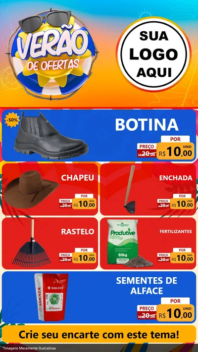 Modelo de TV para TV Vertical com o tema Verão de Ofertas para Agropecuária