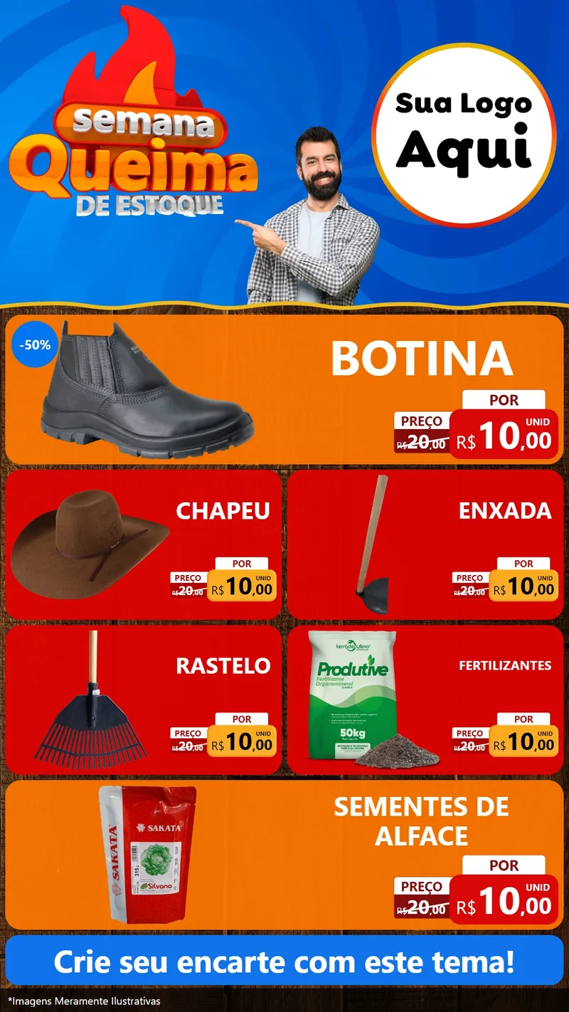 Modelo de TV para TV Vertical com o tema Semana Queima de Estoque para Agropecuária