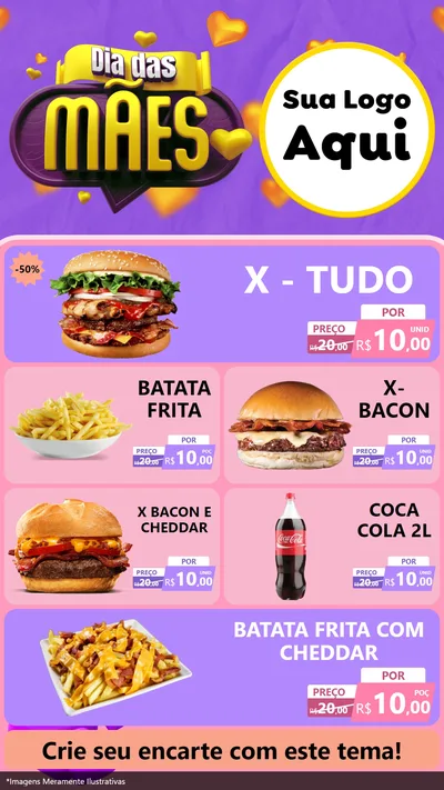 Modelo de TV para TV Vertical com o tema Dia das Mães para Hamburgueria