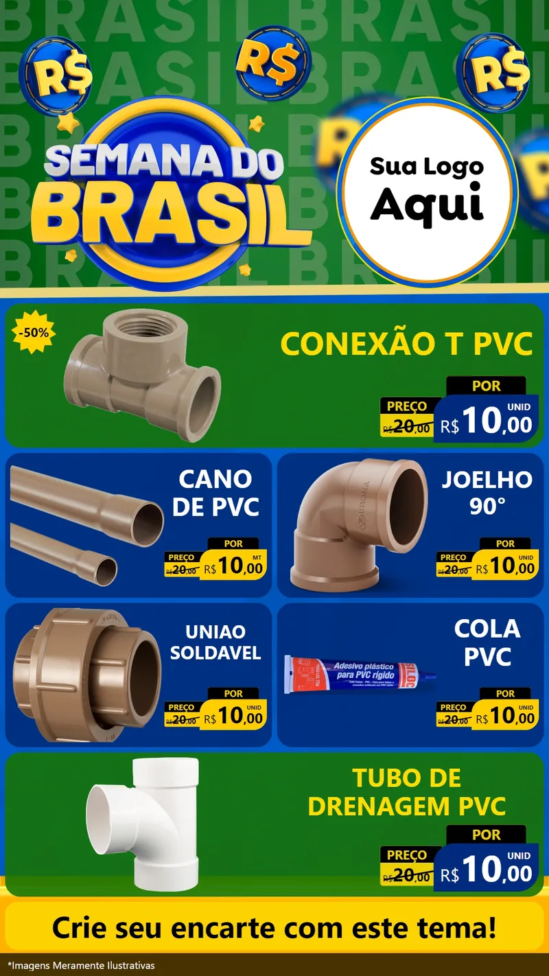 Modelo de TV para TV Vertical com o tema Semana Do Brasil para Tubos e conexões