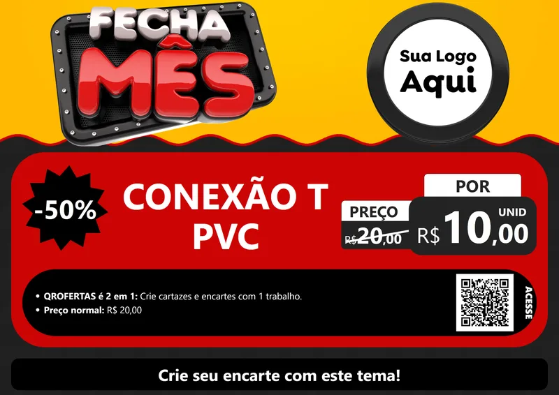 Modelo de Cartaz para Cartaz A4 Horizontal com o tema Fecha Mês para Tubos e conexões