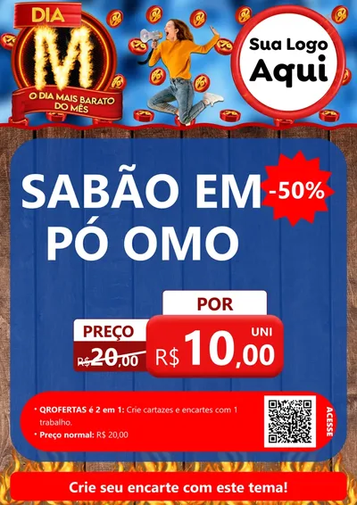 Modelo de Cartaz para Cartaz A4 Vertical com o tema Dia M - O Dia Mais Barato Do Mês para Produtos de Limpeza