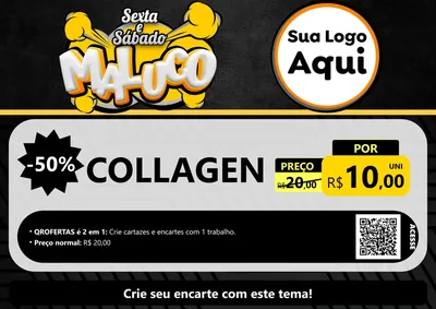 Modelo de Cartaz para Cartaz A4 Horizontal com o tema Sexta e Sábado Maluco para Suplementos alimentares