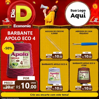 Modelo de Rede Social para Feed Facebook com o tema Dia D Economia para Armarinho e Aviamentos