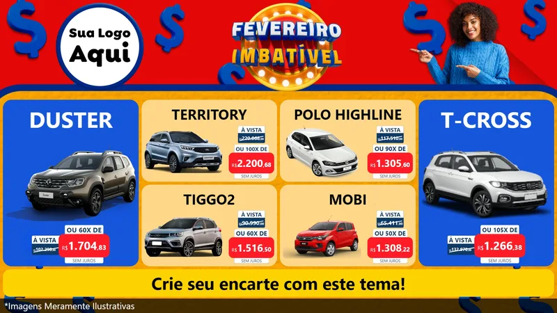 Modelo de TV para TV Horizontal com o tema Fevereiro Imbatível para Concessionaria de Carros