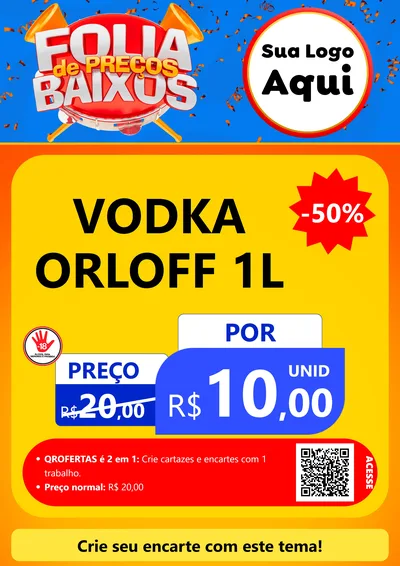 Modelo de Cartaz para Cartaz A4 Vertical com o tema Folia de Preços Baixos para Distribuidora de bebidas