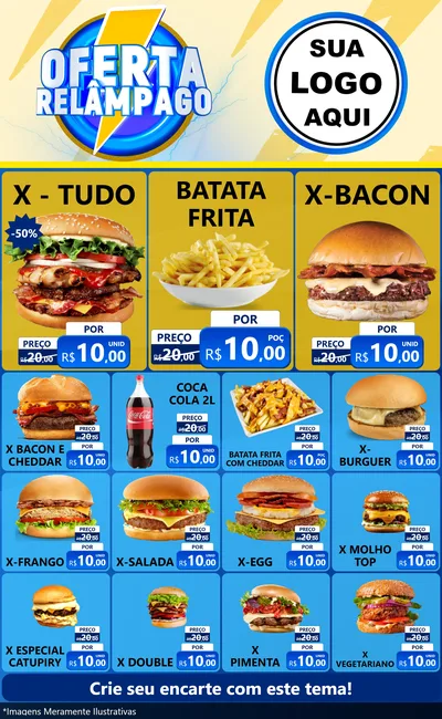 Modelo de Encarte para Encarte Grande com o tema Oferta Relâmpago para Hamburgueria