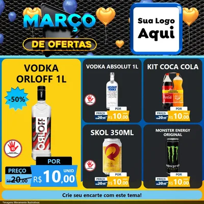 Modelo de Rede Social para Feed Facebook com o tema Março de Ofertas para Distribuidora de bebidas