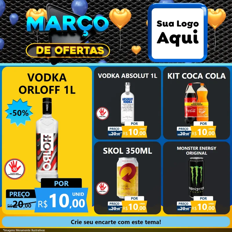 Modelo de Rede Social para Feed Facebook com o tema Março de Ofertas para Distribuidora de bebidas