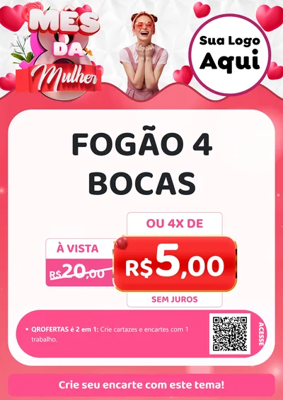 Modelo de Cartaz para Cartaz A4 Vertical com o tema Mês da Mulher para Móveis e Eletro