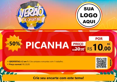 Modelo de Cartaz para Cartaz A4 Horizontal com o tema Verão de Ofertas para Açougue