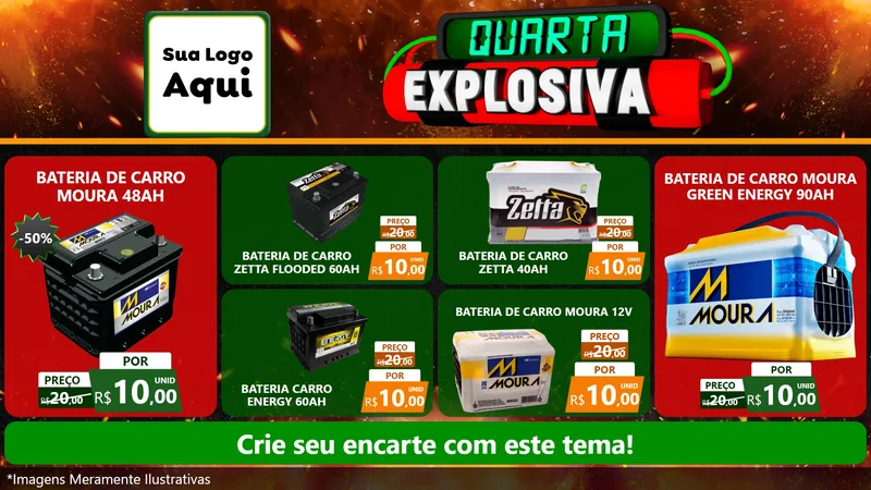 Modelo de TV para TV Horizontal com o tema Quarta Explosiva para Baterias Elétricas