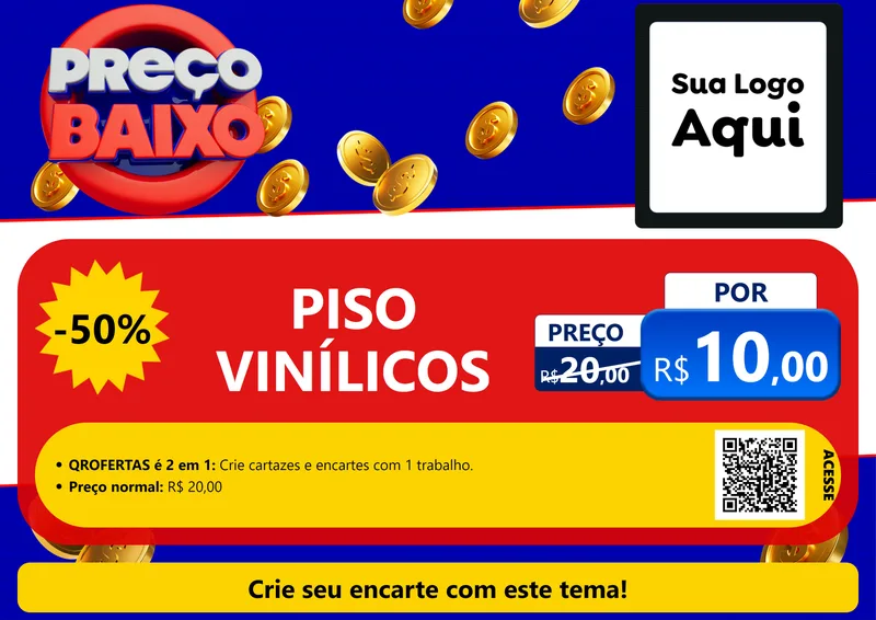 Modelo de Cartaz para Cartaz A4 Horizontal com o tema Preço Baixo para Material para Construção
