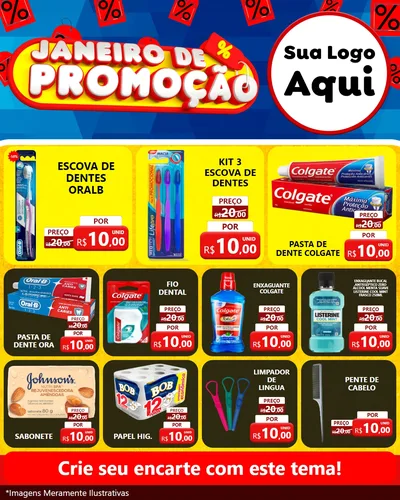 Modelo de Rede Social para Feed Instagram com o tema Janeiro de Promoção para Higiene Pessoal