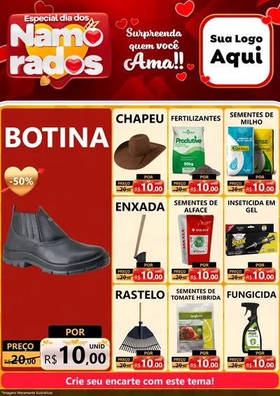 Modelo de Encarte para Encarte A4 Vertical com o tema Especial Dia dos Namorados para Agropecuária