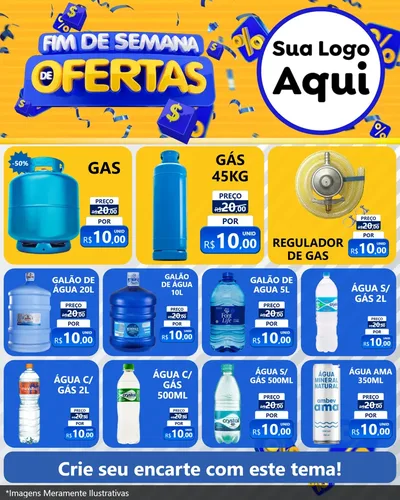 Modelo de Rede Social para Feed Instagram com o tema Fim de Semana de Ofertas para Água e gás
