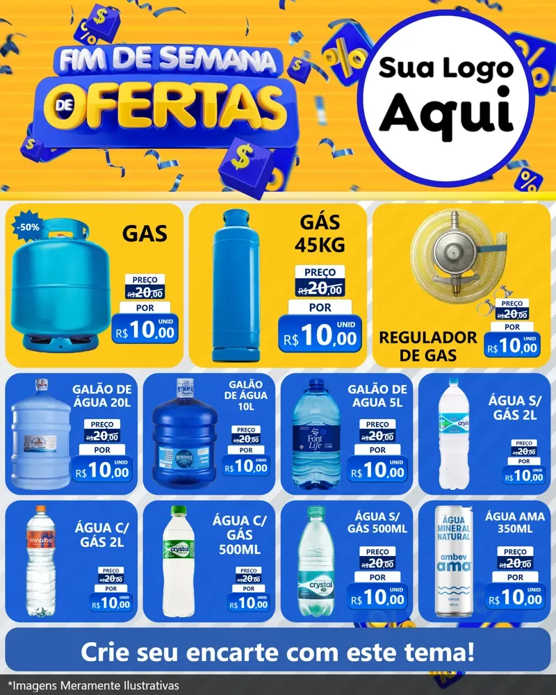 Modelo de Rede Social para Feed Instagram com o tema Fim de Semana de Ofertas para Água e gás